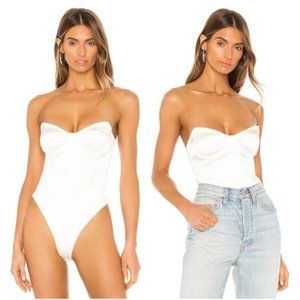 h:ours Revolve Tabitha Bodysuit in White Strapless